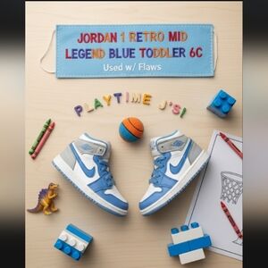 Jordan 1 Retro Mid Legend Blue Toddler Size 6C